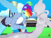 Pokemon My Little Pony Yaoi Furry - Rainbow Dash x Mewtwo