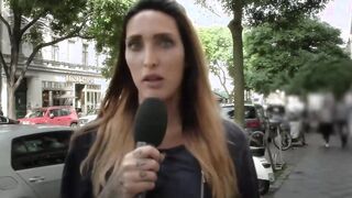 Young Teenage cunt with mouth with huge natural boobs pick up during the street casting