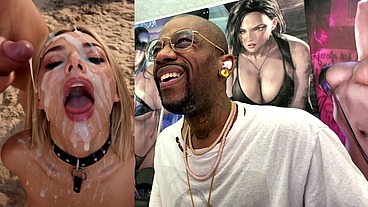 Tight Teen Blonde On A Leash At The Beach And Getting A Hardcore Bukkake Session Of Her Life, AI Generated