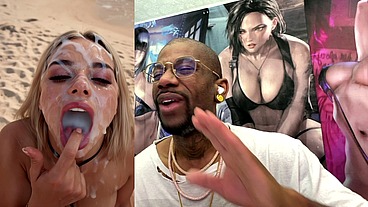 Tight Teen Blonde On A Leash At The Beach And Getting A Hardcore Bukkake Session Of Her Life, AI Generated