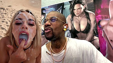 Tight Teen Blonde On A Leash At The Beach And Getting A Hardcore Bukkake Session Of Her Life, AI Generated