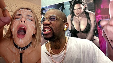 Tight Teen Blonde On A Leash At The Beach And Getting A Hardcore Bukkake Session Of Her Life, AI Generated