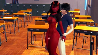 Young Guy thig job succubus Meru in classroom