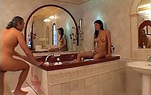 Italian shemale drilled in a bathroom