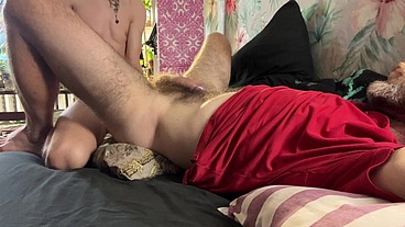 Suck mature hairy dick and fuck his tight hole hard