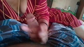 Indian village girl massages her husband&#039;s penis in her mouth