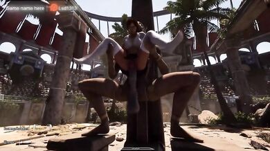 Lara the nurse gets a monster cock threesome creampie in public