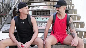 Latino Athletes Cruising After Gym for Bareback Hookup