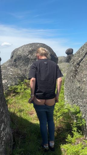 Pulled down my jeans behind these big rocks because i just felt like showing