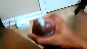 Big Black Cock Masturbating in the Bathroom