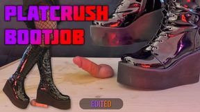 PLATCRUSH Bootjob in Platform Knee Sexy Heels with TamyStarly - (Edited Version) - CBT, Ballbusting, Heeljob, Femdom, Shoejob, Ball Stomping