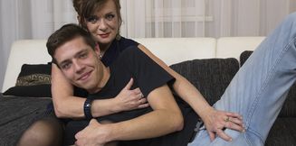 Horny Granny sucks her toyboy's cock and gets her pussy slammed