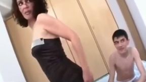 mature milf in stockings seduces and fucks innocent teen 18+ boy