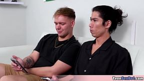 Teen nympho Ally initiates a three-way sex romp at her beckoning