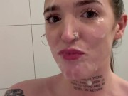 Amyyyoxxo covered in spit and cum