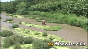 Audrey Hollander takes two thick knobs in outdoor double penetration