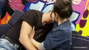 Brunette's huge booty gets a sloppy kissing teaser before intense pummeling