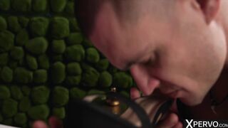 XPERVO Pervert Ebony Sofia wanna get used in her basement after her work