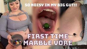 Real Marble Vore is SO Noisy in my Big Gut, First Time Ever Swallowing Marbles Made Me SO Horny!