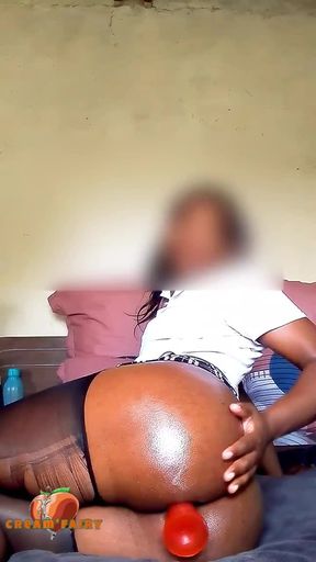 Big ass ebony femboy creams on dildo