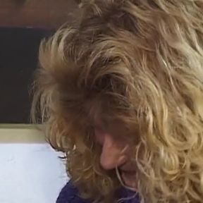 Curly Blonde Babe Sucks Thick Cock in Steamy Threesome Action