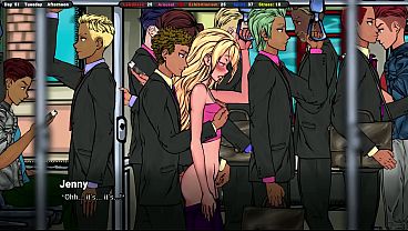 Public subway lesson in anime-style hentai game