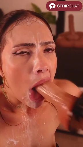 Brunette Mia loves deep throat gagging during webcam hardcore blowjob