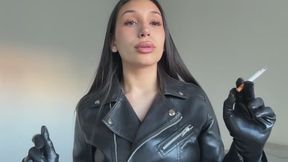 Smoking gloves and leather jacket