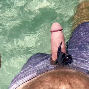 Perfect Beach, Hairy Cock and Lots of Precum