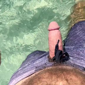 Perfect Beach, Hairy Cock and Lots of Precum