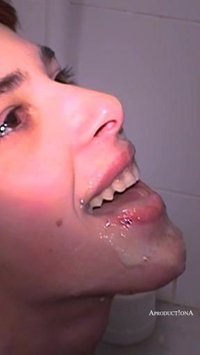 Self Piss Washing Teeth with Cum and Piss