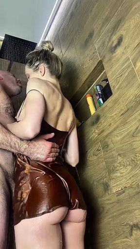 A Sporty Girl Does a Bike Workout Without Panties. Tired, She Goes to the Shower to Squirt.