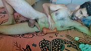 Hairy chested man with unshaven cock slowly enjoys a straight silicone toy