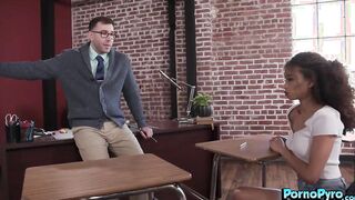 Cute Ebony Student Cecilia Lion Bangs Her Hot Teacher