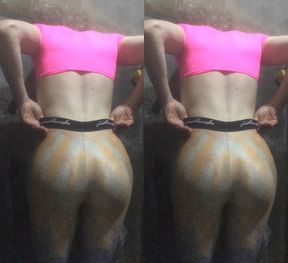 crossdresser swinging in gym clothes