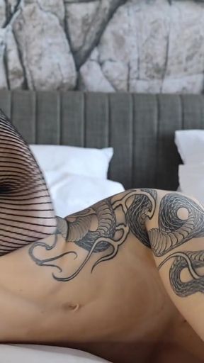 Alt babe teases you hard in fishnets (full solo on my platforms)   Clip 1