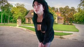 555 Femboy Outdoor Pretty Gothic Traveller in front of Sweet Home