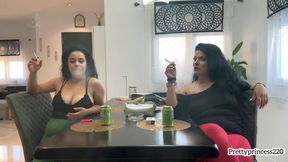 Spanis milf and sexy pawg smoking cigarette