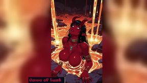 Gol Busty Demon Girl Lava Bath