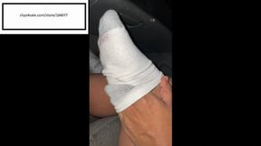 Delicious Itchy feet in those hanes in the car