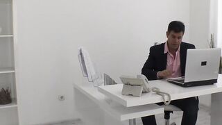 Naughty secretary Lady Dee riding boss cock after sucking it