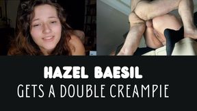 Hazel Baesil gets a double creampie