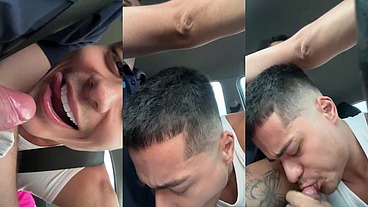 Mamando o frentista do posto dentro do carro