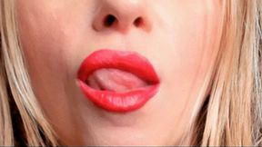 Messy Scarlet Red Lipstick Lip Smelling (HD) WMV