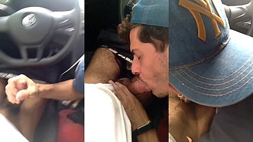 Chupei muito o motorista do Uber pauzudo, ficou apertando o pau duro do meu lado e cai logo de boca