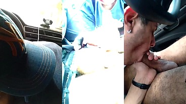 Chupei muito o motorista do Uber pauzudo, ficou apertando o pau duro do meu lado e cai logo de boca