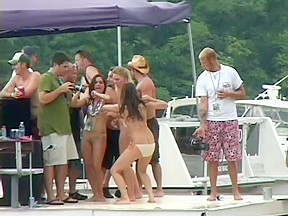 Hot Chicks Getting Naked Wild On Boat