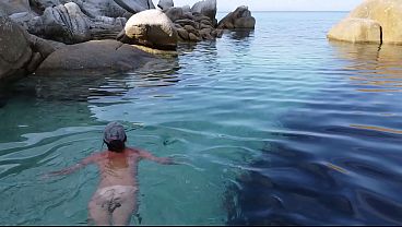 Spy Drone from Ship to NUDIST BEACH n back to ship # Nudist girl PEE n Swim