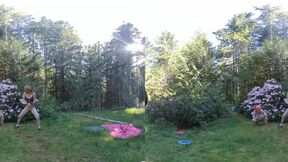 gg peeing by a flower bush VR