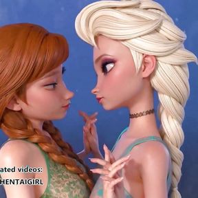 Frozen Ana and Elsa cosplay Uncensored Hentai AI generated